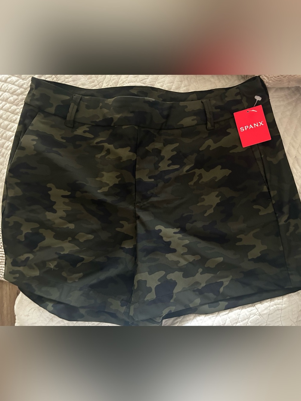SPANX Camo Print Shorts - Olive Green